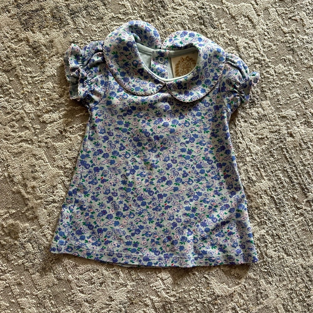 The Beaufort Bonnet Company Blue and Purple Blouse with Ruffle Sleeves